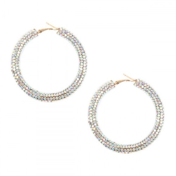 RAINBOW, SILVER, RED,GOLD RHINESTONE HOOP EARRINGS - Picture 3 of 9